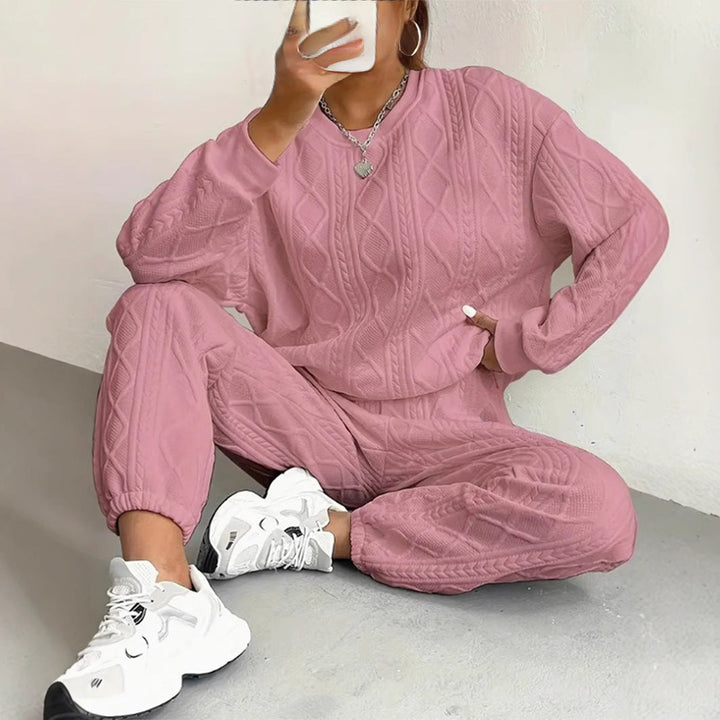 Sophia | Chic Cable Knit Two Piece Tracksuit