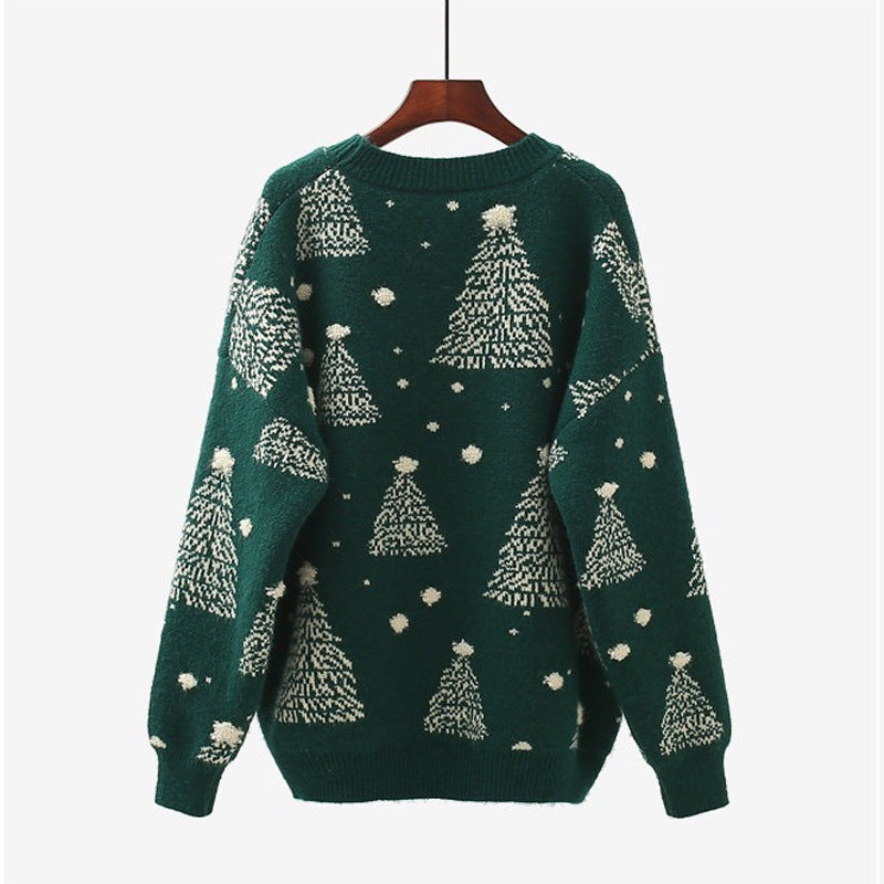 Sophia | Chic Christmas Jumper with Festive Tree Print