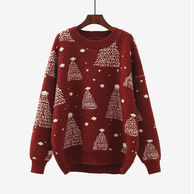 Sophia | Chic Christmas Jumper with Festive Tree Print