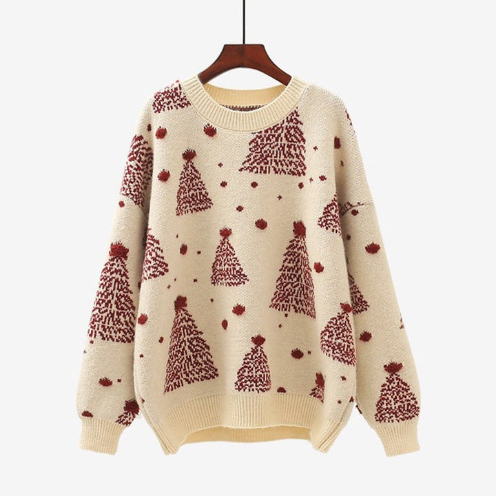 Sophia | Chic Christmas Jumper with Festive Tree Print