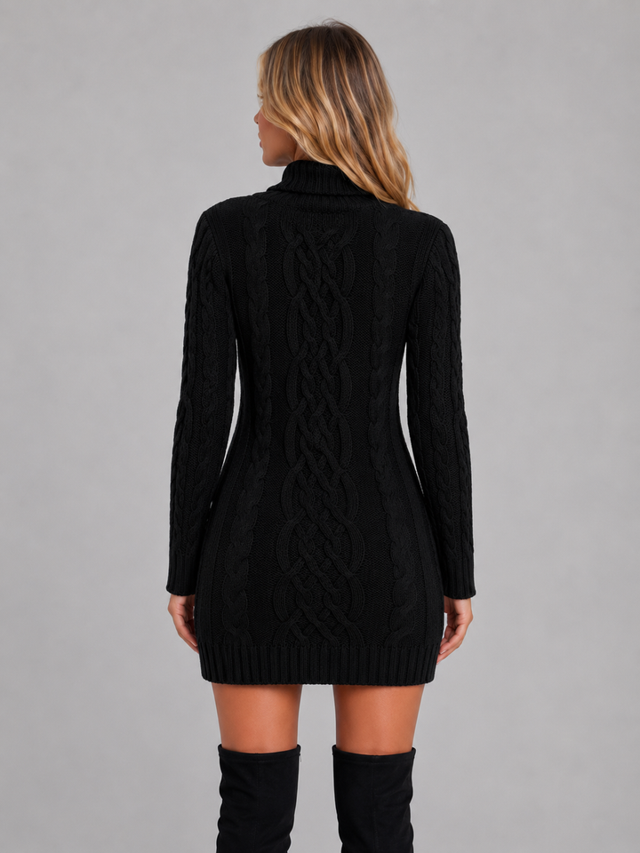 Sophie | Chic Roll Neck Cable Knit Dress