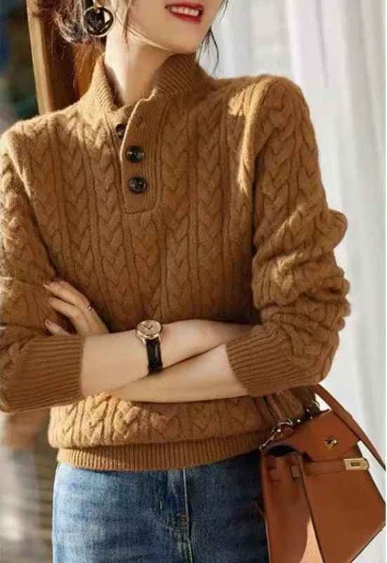 Thea | Cosy Button Neck Womens Knit Jumper