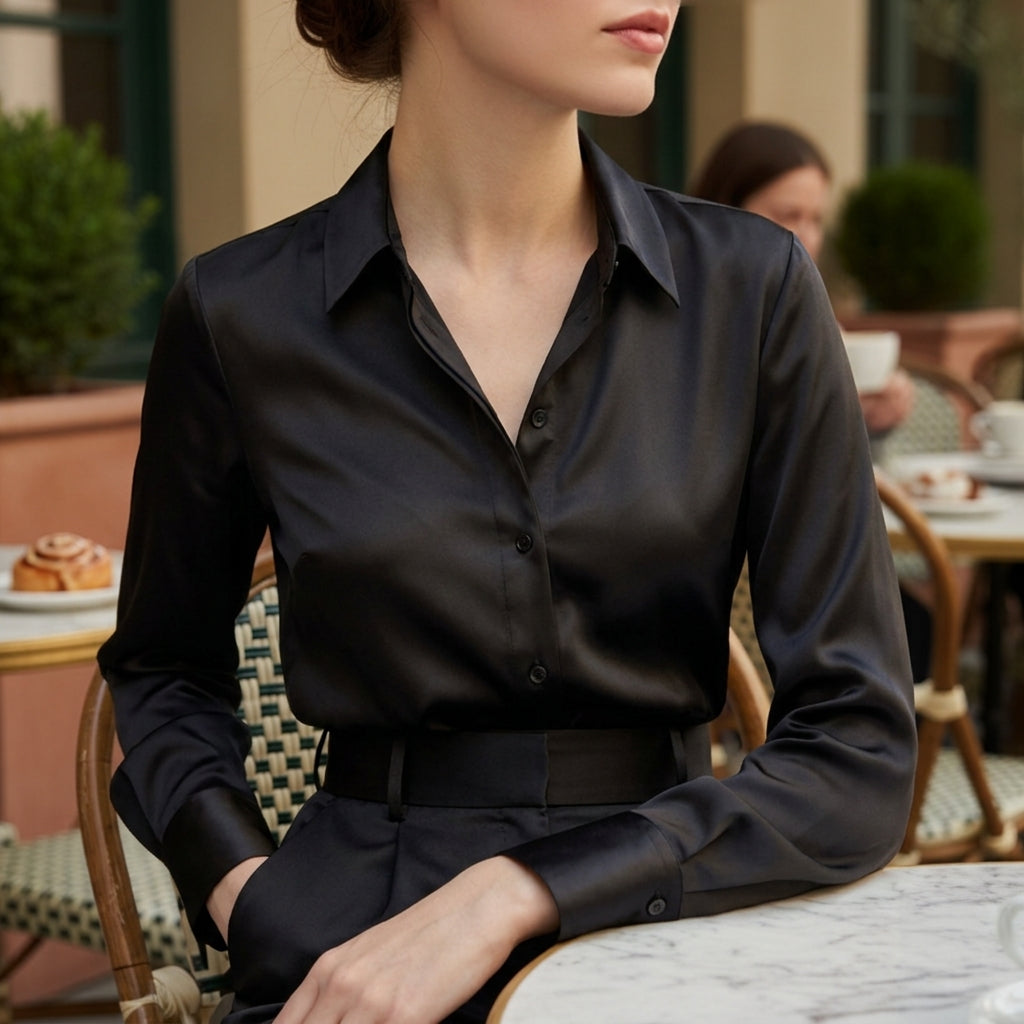 Thea | Timeless Long Sleeve Button-Up Party Top