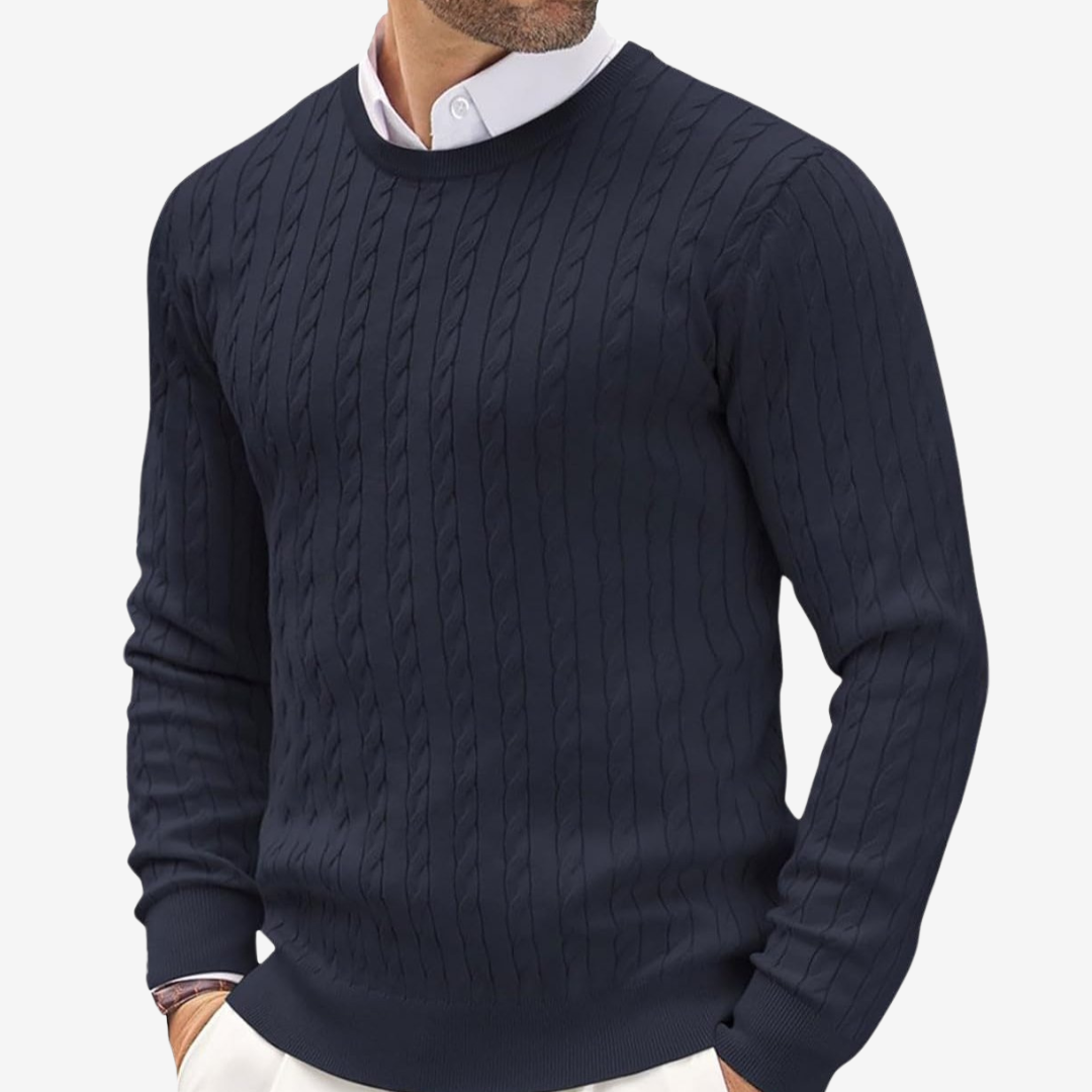 Zachary | Chic Cable Knit Crew Neck Mens Jumper