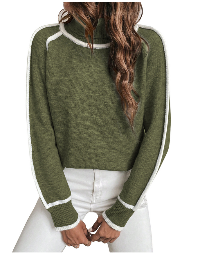 Zoe | Effortless Piped Roll Neck Womens Knit Jumper